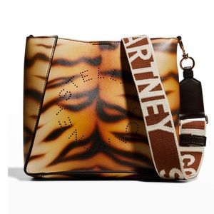 New! Stella McCartney Medium Tiger-Print Logo
Crossbody Bag